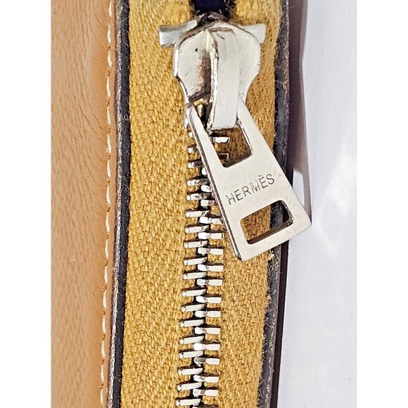 HERMES Epsom Silk'In Wallet Gold Jaune De Naples Tan Brown Zip Long Bag Leather - Picture 7 of 16